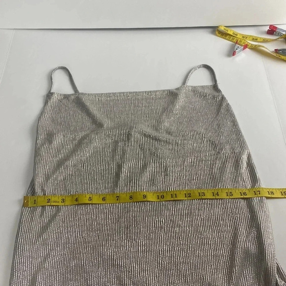 Silver coloured neck metallic club party midi shift dress size medium - Picture 7 of 11